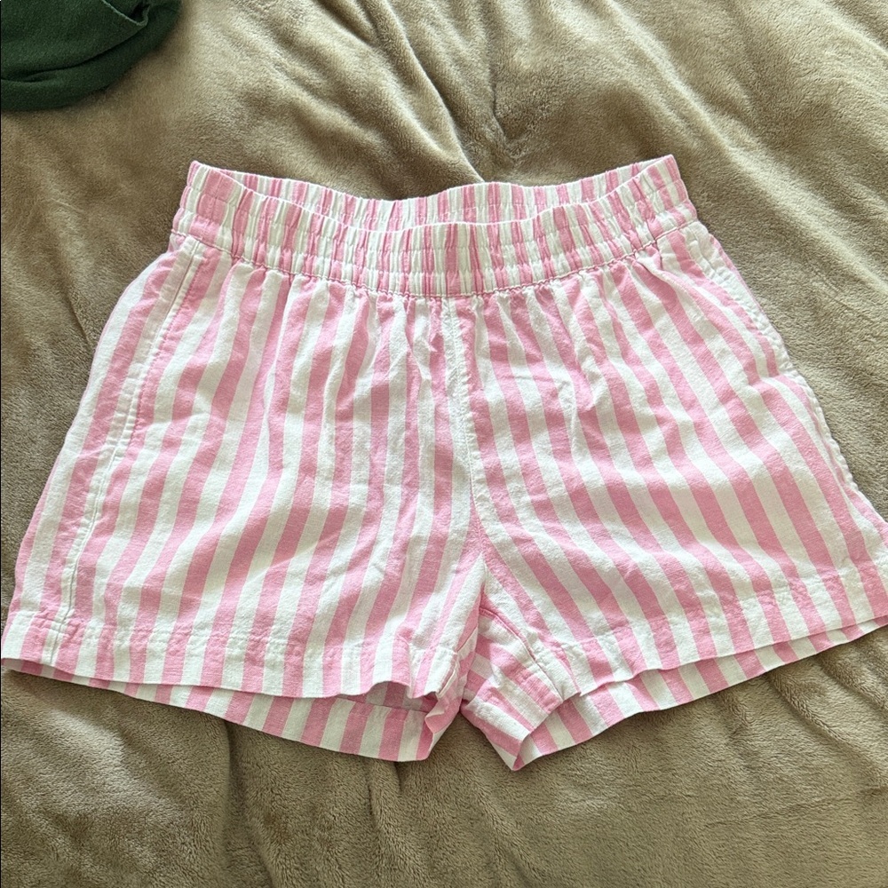 Old Navy Pink and White Striped Athletic Shorts